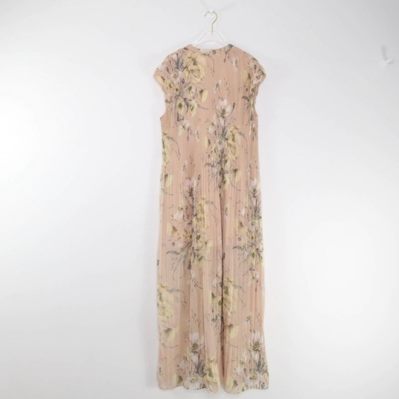 H&M Pink Floral Long Dress pleated crinkled size 6 - Picture 4 of 13